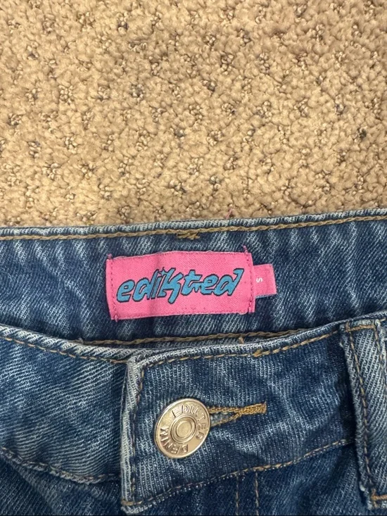 Edikted low rise Wide-Leg Women's Jeans - Dark Blue - Picture 2 of 2